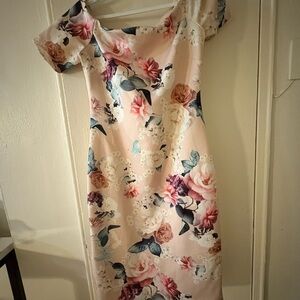 Calvin Klein Floral Pink and Cream Dress‎
